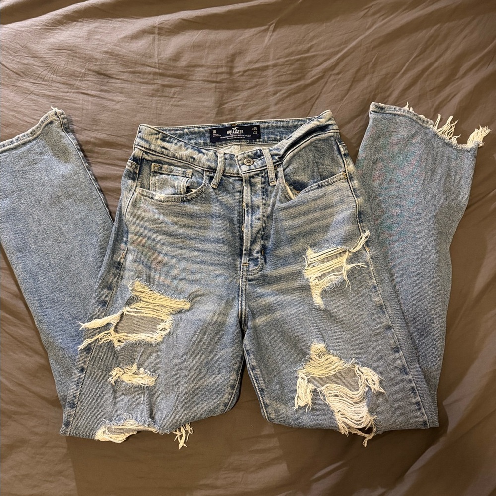 Hollister Light Blue Distressed Vintage Straight Jeans
